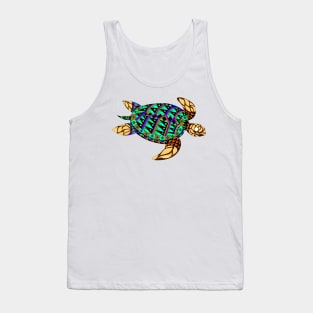 mexican caribbean carey turtle tortoise in ecopop floral colors Tank Top